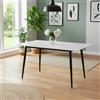 EffeZeta Tavolo fisso Kilo 140x80 cm. con piano in ceramica effetto marmo bianco opaco e gambe nere