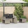 Vidaxl Set Divano da Giardino 5pz con Cuscini Grigio Chiaro Polyrattan