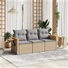 Vidaxl Set Divano da Giardino 3 pz con Cuscini Beige in Polyrattan