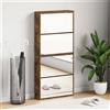 Vidaxl Scarpiera con Specchio a 4 Livelli Rovere Fumo 63x17x134 cm