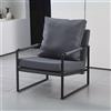 EffeZeta Poltrona Gimmy in ecopelle grigio scuro e struttura in metallo nero