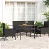 Vidaxl Set Divani da Giardino 4 pz con Cuscini Nero in Polyrattan