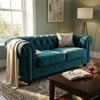 DIVANO 3 POSTI CHESTERFIELD IN VELLUTO BLU