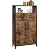 VASAGLE Mobiletto Multiuso, Armadietto, Credenza, con Cassetto e Ripiano Regolabile, Mobile da Bagno, Struttura in Acciaio, per Salotto Cucina, Marrone Vintage e Nero LSC261B01