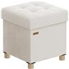 SONGMICS Pouf Contenitore Cassapanca Pieghevole, 38 x 38 x 40 cm, Sgabello Poggiapiedi, 37 L, Superficie in Velluto, per Camera da Letto Soggiorno, Beige Cappuccino LSF0516W02