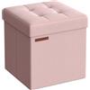 SONGMICS Pouf Contenitore da 38 cm, Cassapanca Pieghevole, Panca Contenitore, Poggiapiedi, per Camera da Letto Ingresso Soggiorno, Rosa Gelatina LSFO27R01
