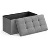 SONGMICS MAZIE Collezione - Cassapanca, Pouf Contenitore da 76 cm, Poggiapiedi Pieghevole, Panca Fondo Letto, Montaggio Facile, per Soggiorno, Camera da Letto, Entrata, Grigio Chiaro LSF47G