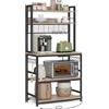 VASAGLE Scaffale Cucina con Multipresa, Scaffale per Microonde, Mobile Cucina, con Pannello a Rete Metallica, 14 Ganci, 40 x 80 x 170 cm, Greige e Nero KKS025B02EU