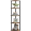 SONGMICS HOME Scaffale ad Angolo a 5 Ripiani, Mobiletto Salvaspazio in Legno e Metallo, 38,3 x 27 x 139 cm, per Bagno e Cucina, Marrone Vintage e Nero Inchiostro, Collezione Braylin LBC610K01