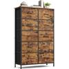 SONGMICS BELLAH Collezione - Cassettiera, 10 Cassetti, in Acciaio, per Camera da Letto, Armadio, Ingresso, Soggiorno, Moderna, Marrone Rustico e Nero Inchiostro LGS125BH04