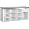 VASAGLE Custos Collezione - Panca Scarpiera con Cassetto e Scomparti Aperti, Scaffale Portascarpe, Seduta Imbottita, Ingresso Camera da Letto, 104 x 30,5 x 48 cm, Bianco Nuvola LHS024W01
