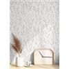 Yomshi Carta da parati autoadesiva, motivo foglie, beige, impermeabile, per camera da letto, soggiorno, design moderno, decorazione 44 cm x 3 m