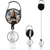 AESTHESTIFY Bobine porta badge personalizzate retraibili con porta badge ID, moschettone, clip per badge resistente e portachiavi per ufficio, logo personalizzato con foto e nome