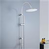 Görbach Colonna Doccia senza Miscelatore, set doccia a pioggia in acciaio inox con Soffione rotondo D20 cm e Doccetta a Mano, asta doccia vintage a forma di U Cromato