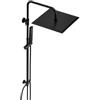JOHO Colonna Doccia in Acciaio INOX senza Miscelatore Termostatica, Asta Doccia Saliscendi con Soffione e Doccetta, Set Doccia a Pioggia con Soffione 30x30 cm Nero