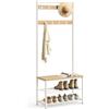 VASAGLE Appendiabiti con Scarpiera, Mobile da Ingresso con Panca, 3 in 1, Struttura in Acciaio, per Entrata Corridoio, 32 x 70 x 177 cm, Stile Moderno, Rovere e Crema HSR041W09