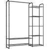 SONGMICS Appendiabiti, Armadio Aperto, Asta Appendiabiti, Portabiti con Ripiani Portaoggetti, Guardaroba in Metallo, Autoportante, Nero Opaco LGR462B01