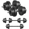 SONGMICS Manubri 2 in 1, Set di Bilanciere Corto, con Tubo di Collegamento in Acciaio, 2 x 15 kg, Allenamento, Fitness, Sollevamento Pesi per Casa, Palestra, Nero Inchiostro SYL30HBK