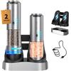 CIRCLE JOY Ricaricabili Macinapepe Elettrici in Acciaio Inossidabile con base di ricarica, Contenitore da 95ml, Luce LED Bianca, Grossolanità Esterna Regolabile e 2 Velocità di Macinatura, Argento
