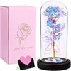 Frasheng La Bella e La Bestia, Rosa per Sempre in Cupola di Vetro,Fiore Artificiale,Kit in Lamina d'oro, con Luce a LED,Regalo Romantici per Fidanzata