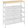 HOOBRO Scarpiera, Scaffale Portascarpe a 5 Livelli, Portaoggetti Scaffale con Ripiani Regolabili, per 16-20 Paia di Scarpe, Stabile, Metallo, per Ingresso, Bianco e Colore Legno Naturale EWN12XJ01