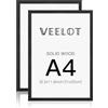 Veelot® 2x Cornice Foto in Legno Ayous nero A4 21x29.7cm,Passepartout 15X21cm,Legno di 21x30 Cornici per di documenti e diplomi - Montaggio a parete o esposizione da tavolo
