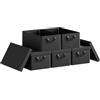 WOLTU Scatola Portaoggetti, Set di 1 Contenitori per Armadio, Scatola con Coperchio Rimovibile, Organizer con Maniglie Pieghevole, in Tessuto, Nero, 48x29x20 cm