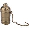 Hztyyier Portalampada Vintage con Catena di Trazione Portalampada da Tavolo in Alluminio per Lampadine E27 Standard (Bronzo)