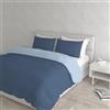 Italian Bed Linen Set Copripiumino 100% Cotone Natural Color, Made in Italy - Parure Copri Piumino - Sacco Piumone 250x200 cm con Doppia Patella e Federe Cuscino, Matrimoniale, Avio/Azzurro