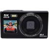 Generic Videocamera Compatta da Viaggio con Messa a Fuoco Automatica per Fotocamera Digitale 5K, Doppio Schermo per Vlogging ABS (BLACK)