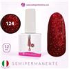 TUTTOPERLESTETICA Semipermanente colore rosso glitterato glitter N 124 da 12 ML - Hema e TPO Free