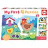 Educa - Baby Puzzle Mamme e Cuccioli | 5in1 Baby Puzzle 3/4/5 pezzi | Animali Fattoria, Primo Puzzle | dai 2 anni (18899)