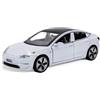 MODVKVK Tesla Model 3 1:32 Modellino Macchinina con Luce e Musica, Funzione Pull-Back, Lega Pressofusa, Ideale per Bambini dai 3 anni e Collezionisti (Bianco)