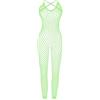 XIUSEMY Bodystocking Donna Sexy Body in Mesh Fishnet con Calze Lingerie Notturna a Collo V(Verde)