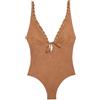 YAMAMAY - Costume da Bagno Intero Senza Ferretto, con Imbottitura Removibile, Donna, Jane, Nocciola, monocromo
