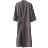 MOLUCI Accappatoio da Uomo in Lino di Cotone da Donna Coppie Accappatoio da Sauna Yukata Kimono Assorbente ad Asciugatura Rapida in Stile Giapponese,Grigio,XL