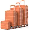 NUMADA - Set Valigie Rigide 4pezzi Upfly T10 ABS. Trolley Bagaglio a Mano 55x40x20, Maligia Media 66x44x26 (18Kg), Valigia Grande 76x50x29 (25Kg) e Beauty Case da Viaggio. Resistente e Sicuro|Arancia