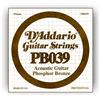 D'Addario Corda singola D'Addario PB039 Phosphor Bronze Wound per chitarra acustica, .039