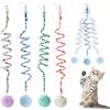 MEZOKUCEL 4 Pezzi Giochi per Gatti con Gradiente Primavera, Porta Sospesa, Interattivi, con Palline, Alta Qualità per Gatti
