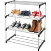 JSMTKJ Scarpiera a 4 Ripiani, Impilabile Scaffale Portascarpe in Metallo, Rastrelliera Scarpe per Ingresso Soggiorno Camera da Letto Cucina