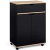 IDMarket - Credenza COSY con cassetto in legno nero e ripiani in faggio L.60 CM