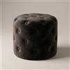 INTRECCI Pouf Rotondo in Velluto Capitonné con Bottoni | Sgabello Poggiapiedi Imbottito Trapuntato per Salotto e Camera | Cassapanca Bassa | Struttura Resistente | Ø 40 x H 36 cm - Colore: Nero