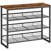 HOOBRO Scarpiera a 4 Livelli, Scaffale Portascarpe, Ripiani di Rete Regolabili, 9-12 Paia di Scarpe, Stabile, per Ingresso, Corridoio, Soggiorno, Marrone Vintage e Nero EBF09XJ01