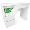 CDF Scrivania Ufficio con Cassetti per Bambina Cameretta Tabella di Studio per Computer PC Domestico con Superficie di Lavoro - Scrittoio Compatto Estraibile Studio Mobiletto Ufficio - Bianco Opaco