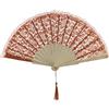 MAPIMANIA - Ventaglio da Borsetta Rosso Pieghevole colorato in Legno e Pizzo con Nappina, Ventagli Matrimonio, Ventaglio Giapponese Resistente