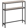 VASAGLE Tavolo Consolle, Tavolo Stretto a 2 Ripiani Portaoggetti, 20 x 80 x 80 cm, per Soggiorno, Corridoio, Ingresso, Greige Melange e Nero Inchiostro LNT130K02