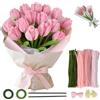 Cozary 400pcs Scovolini Ciniglia Colorati (4 Colori), Scovolini Pipa con 20pcs Steli di Fiori, 2pcs Nastro Adesivo, 1pcs Nastro e 160pcs Pistilli, Bastoncini Decorativi in Ciniglia per Creare Fiori
