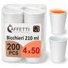 Caffetti 200 Bicchieri in Carta per Acqua 210 ml Bianchi Monouso, Formato Convenienza - Bicchieri Usa e Getta in Cartoncino Riciclabili per Bevande, Ufficio, Asporto, Eventi