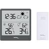 techno line WS9138 - Statazione meteo moderna, piccola con previsioni meteo e tendenza meteo, temperatura interna ed esterna, illuminazione interfondo, display LCD trasparente senza sfocatura del display