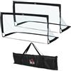 HOMCOM Set di 2 porte da calcio con rete, mini porte pieghevoli in acciaio, 186x90x89 cm